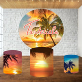 Kreis Sommer Strand Landschaft Runden Geburtstag Hintergrund